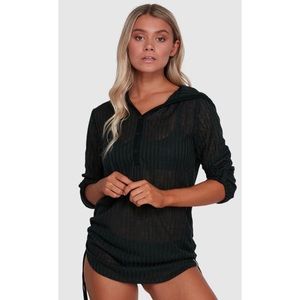 Billabong Size Small Black Hooded Mesh Beach Cover Up
